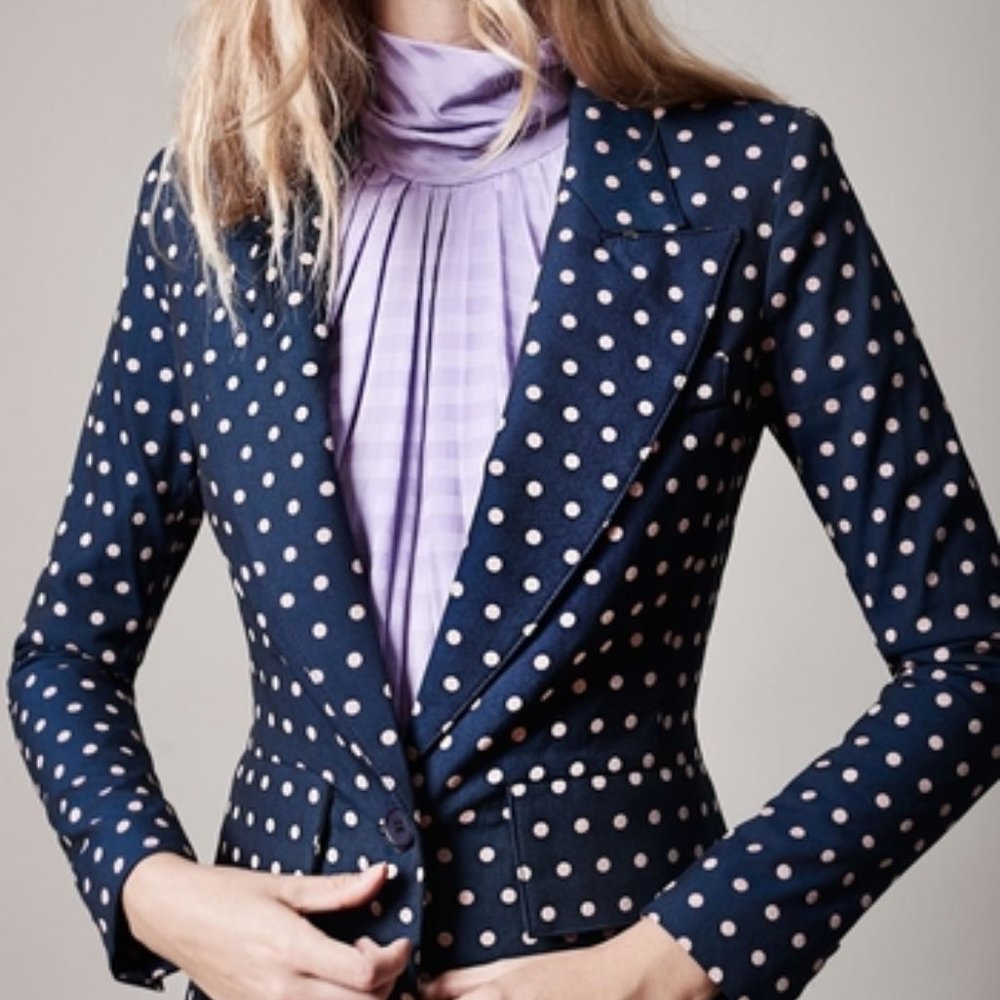 NWT Smythe Navy and Blush Polka Dot Lounge Blazer Size 8
